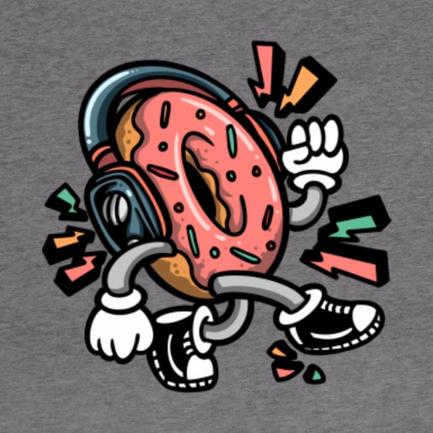 Cool Walking Donut with Pink Frosting and Sprinkles by SLAG_Creative
